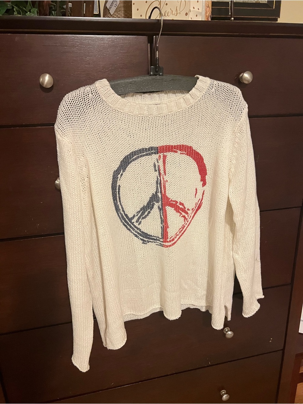 Wooden Ships Cream Knit Pullover with Navy Trim